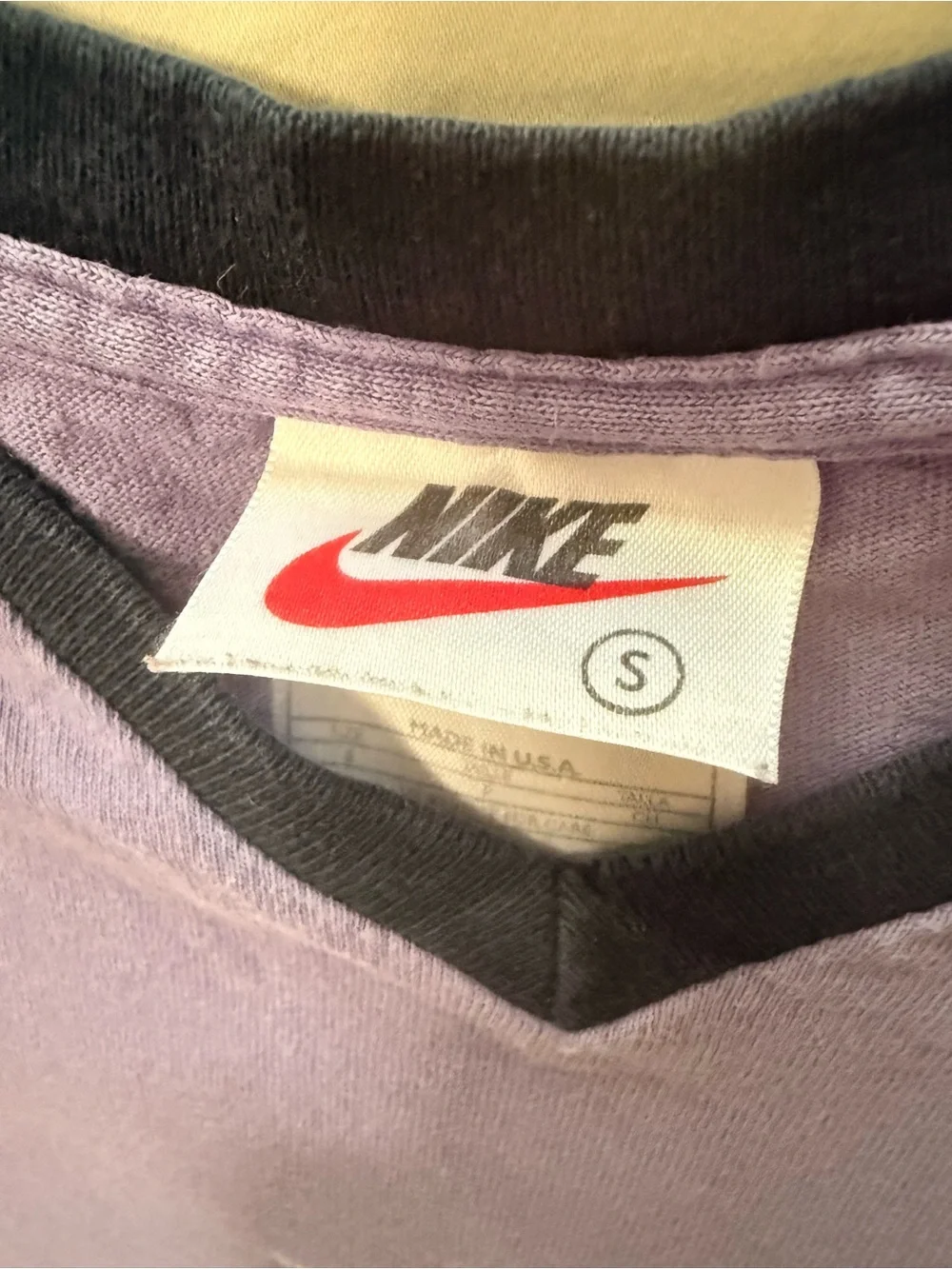 Women’s Vintage Y2K Nike Script Embroidered V-Neck Ringer Tee - Purple